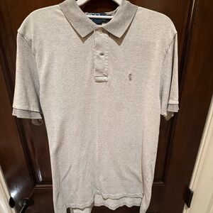 Ralph Lauren Heather Chevron Pattern Gray & White Polo Shirt